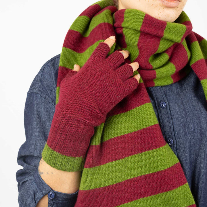 Double Thickness Cashmere Scarf - Claret/Oregano