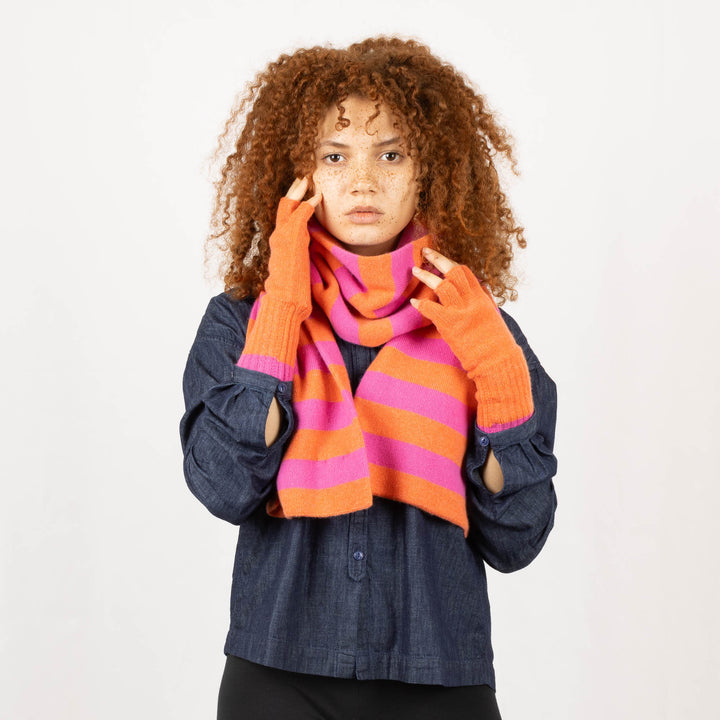 Double Thickness Cashmere Scarf - Coral/Pink