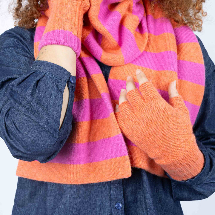 Double Thickness Cashmere Scarf - Coral/Pink