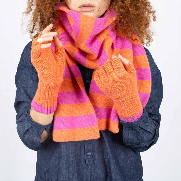 Double Thickness Cashmere Scarf - Coral/Pink