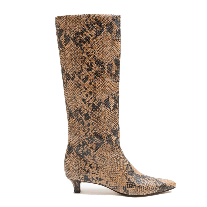 Clemmie Leather Boots - Snake Print