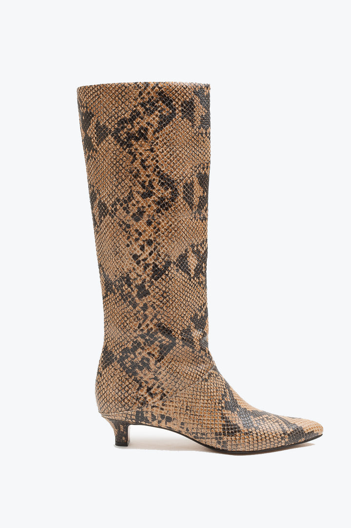 Clemmie Leather Boots - Snake Print