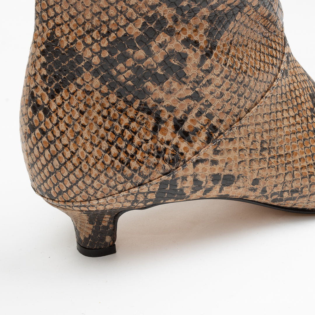 Clemmie Leather Boots - Snake Print