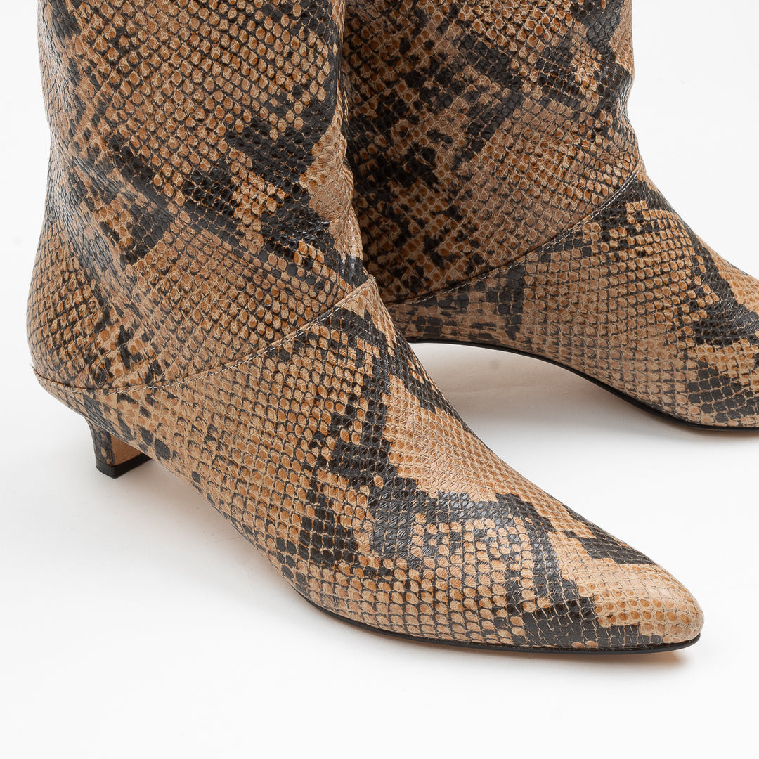 Clemmie Leather Boots - Snake Print