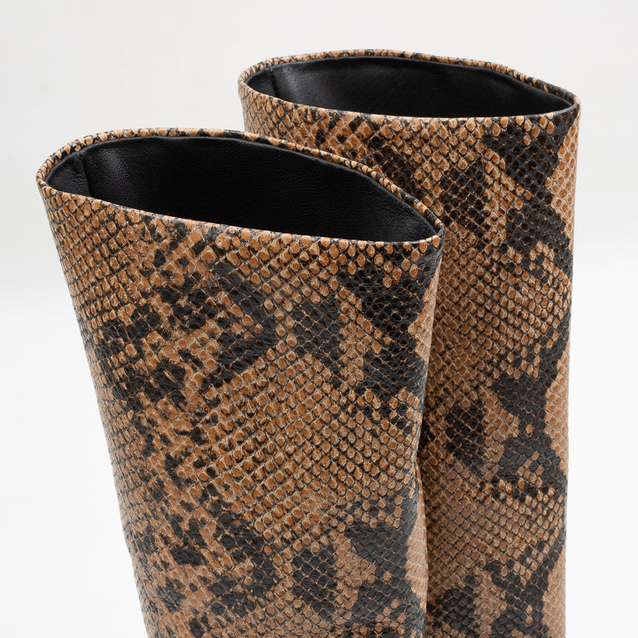 Clemmie Leather Boots - Snake Print