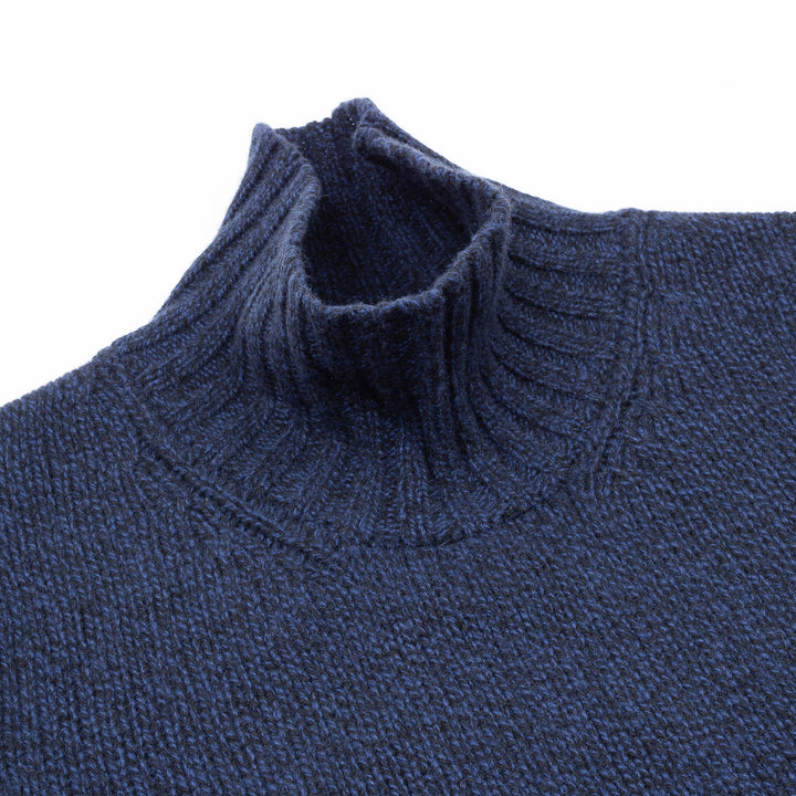 Funnel Neck Jumper - Navy Melange