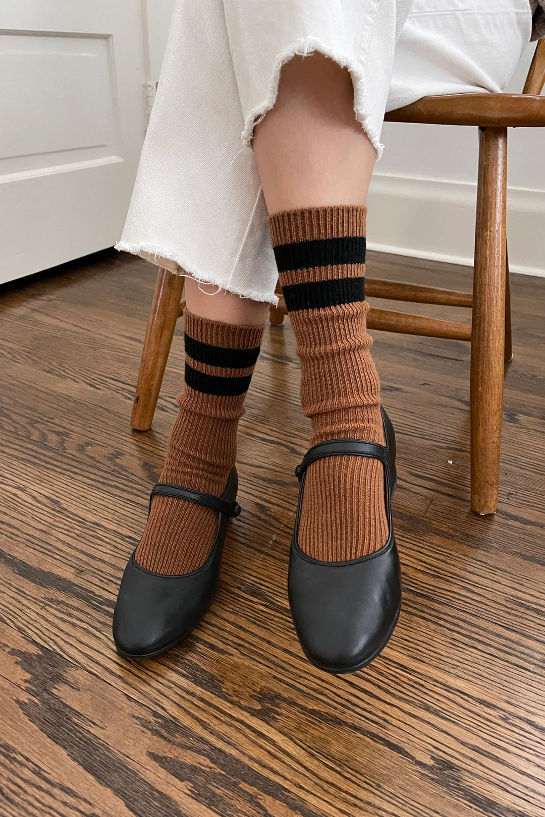 Grandpa Varsity Socks - Tawny/Black Stripe