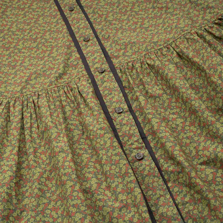 Printed Cotton Mini Shirt Dress - Avocado