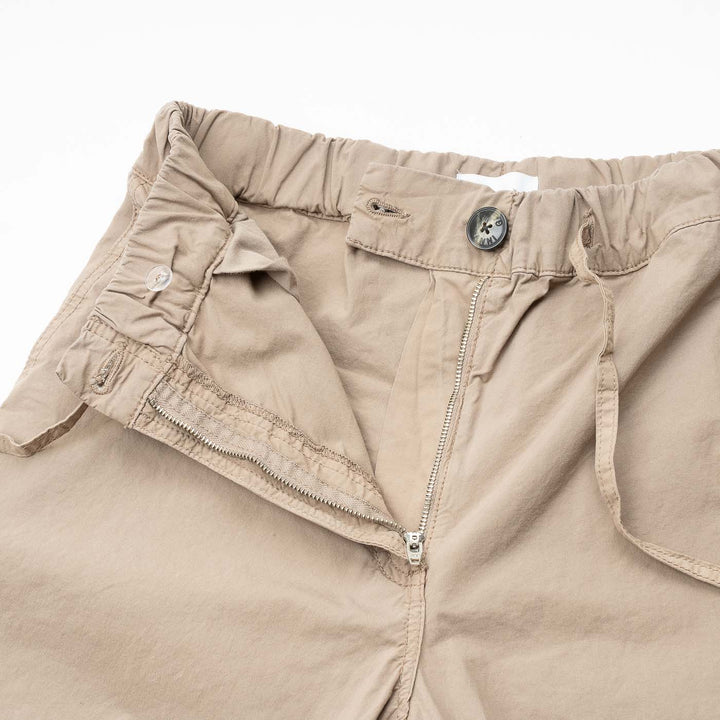 Washed Cotton Canvas Drawstring Trousers - Timberwolf