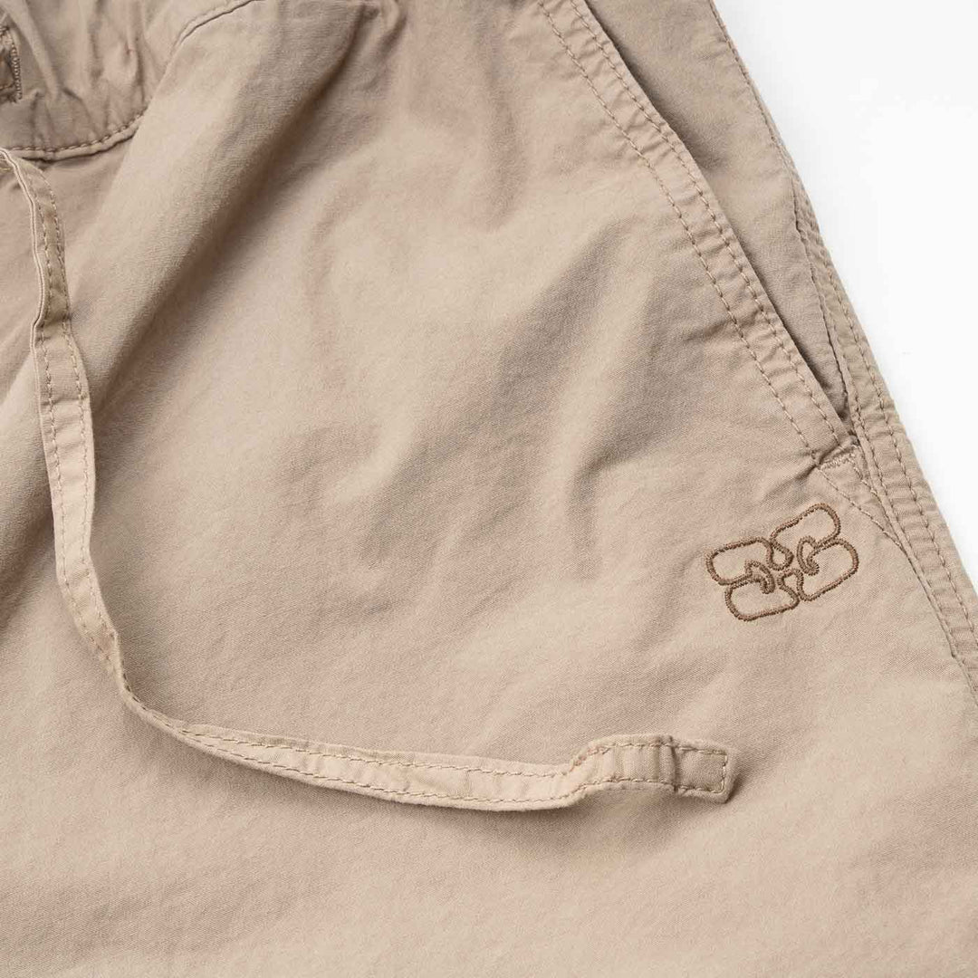 Washed Cotton Canvas Drawstring Trousers - Timberwolf - Frontiers Woman