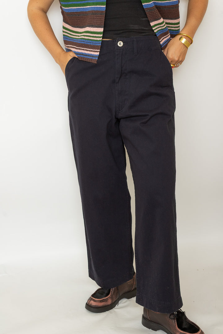 Wide Chino Pants - Navy