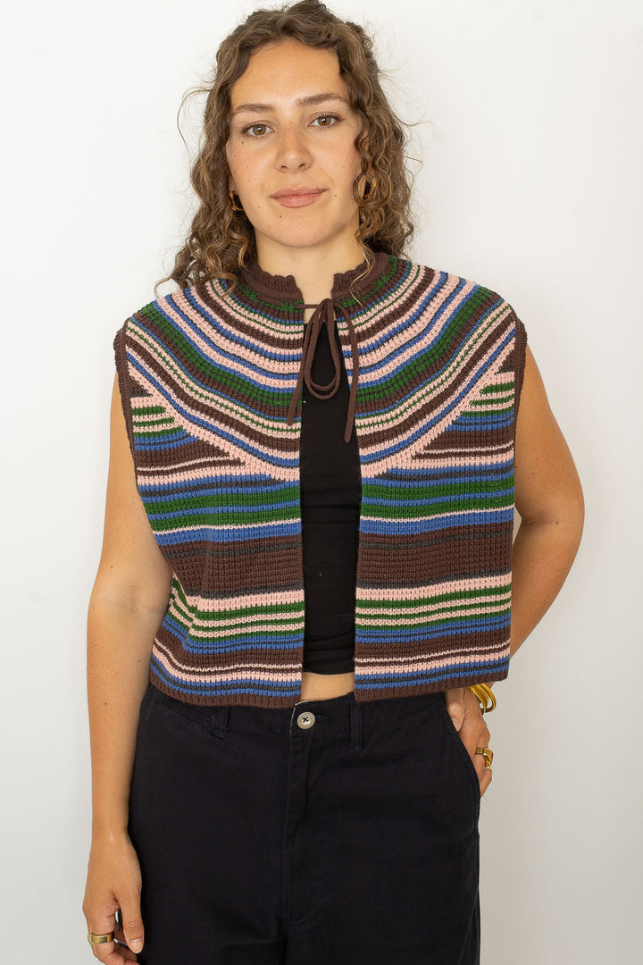 Multi Striped Vest - Brown