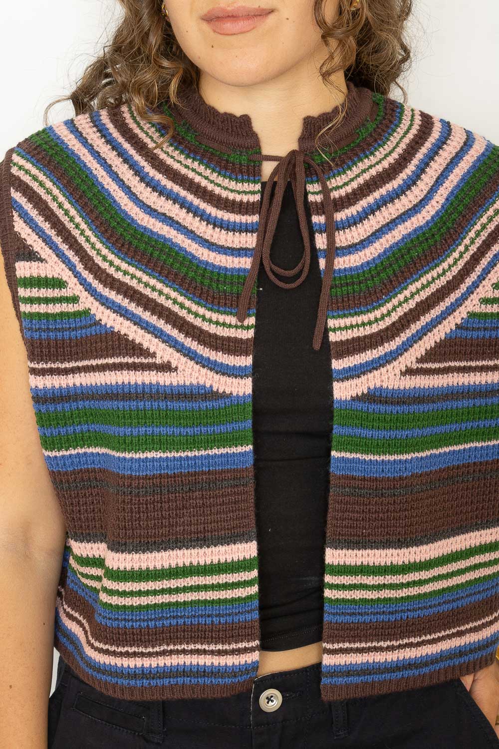 Multi Striped Vest - Brown