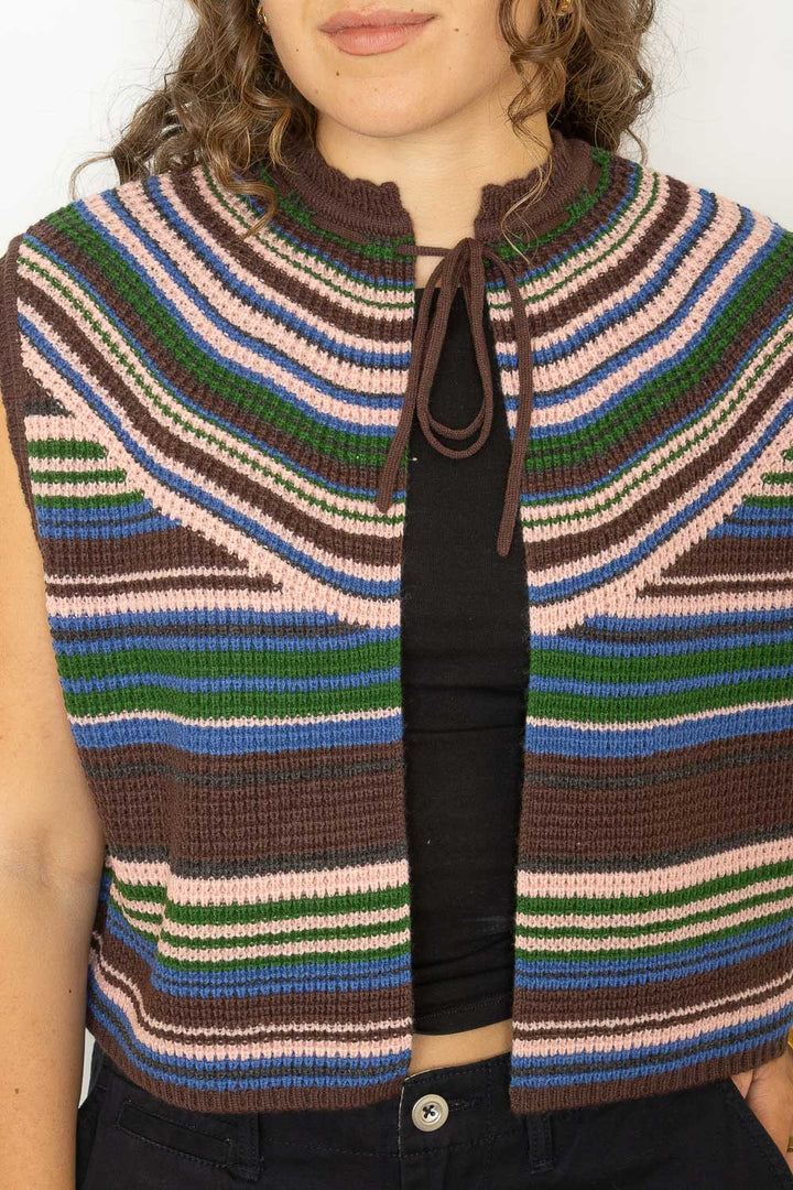 Multi Striped Vest - Brown