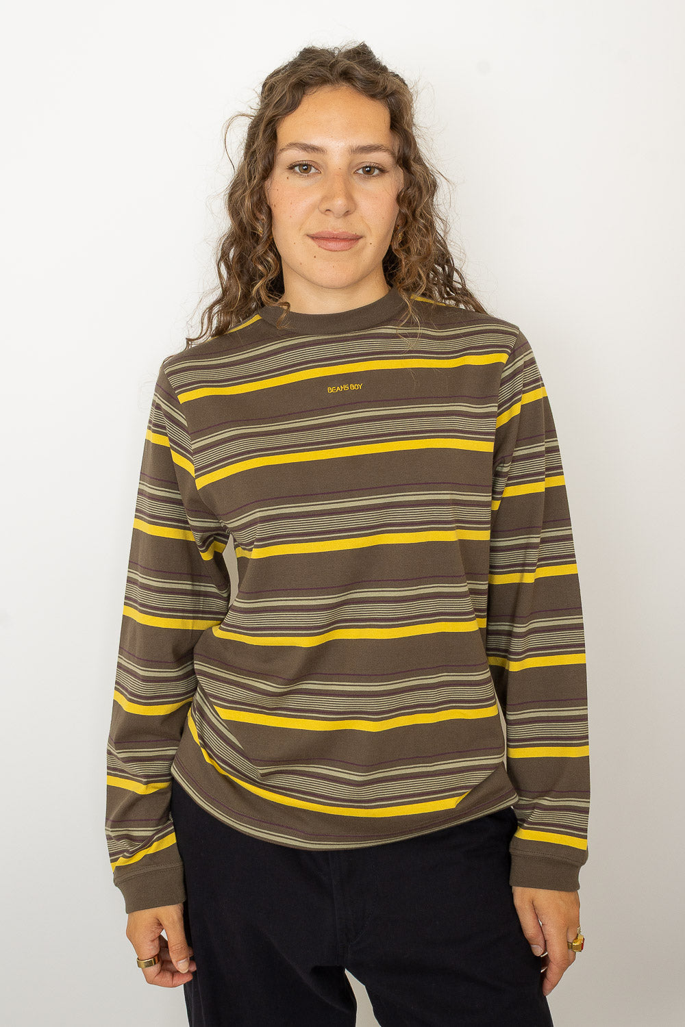 Embroidery Stripe Long Sleeve T-Shirt - Sage