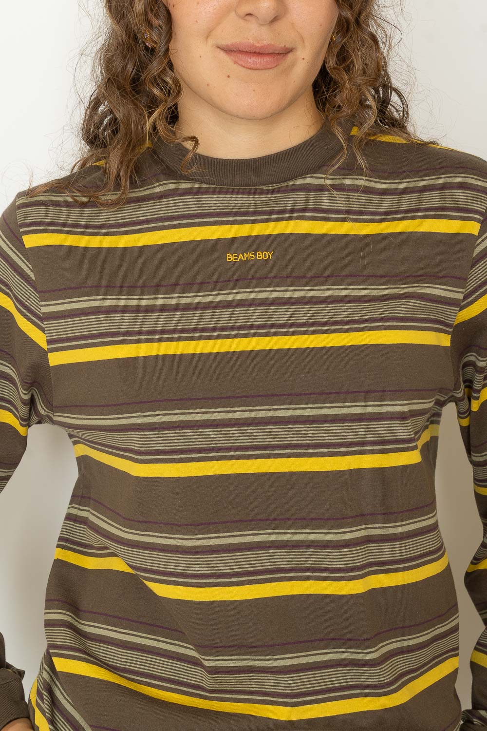 Embroidery Stripe Long Sleeve T-Shirt - Sage