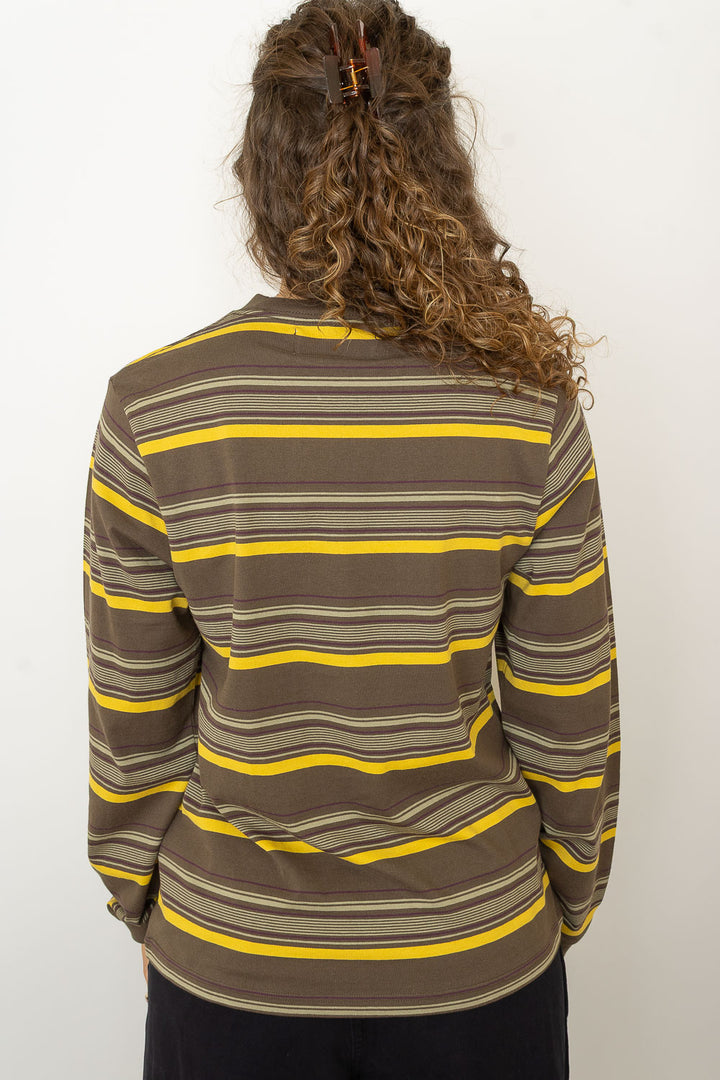 Embroidery Stripe Long Sleeve T-Shirt - Sage