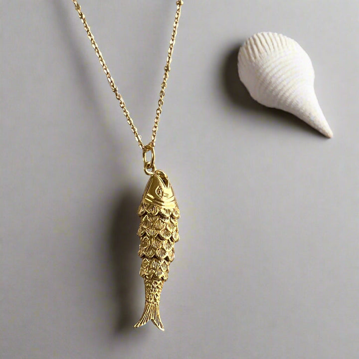 Articulated Fish Charm Necklace