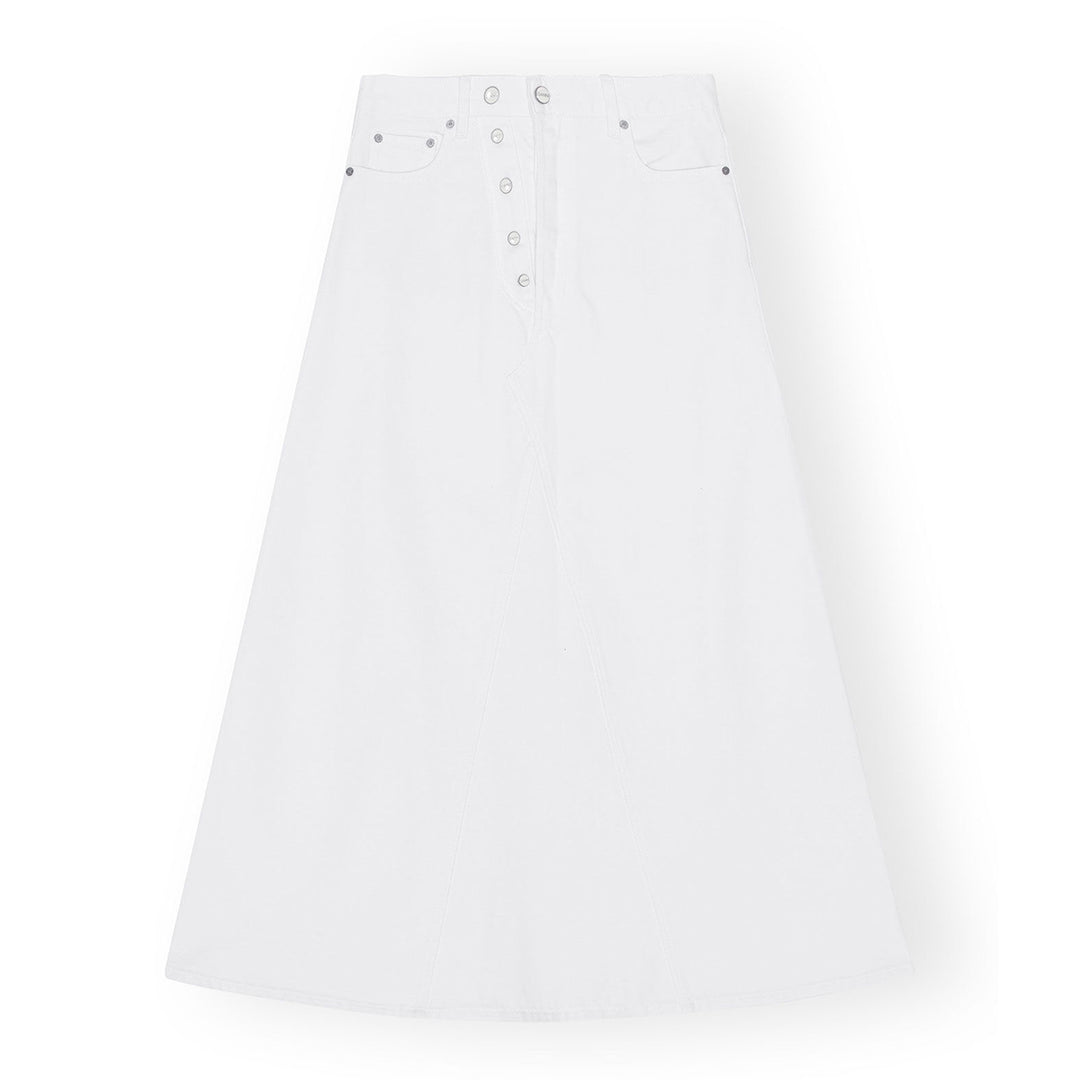 Double Fly Maxi Skirt - White Denim - Frontiers Woman