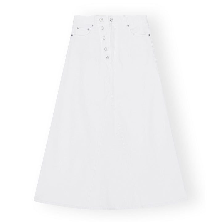 Double Fly Maxi Skirt - White Denim - Frontiers Woman