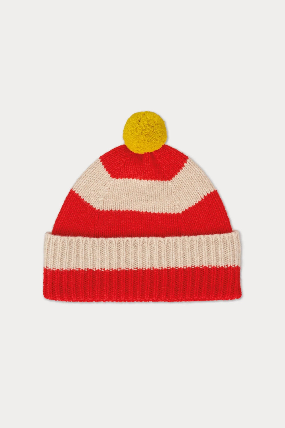 Stripe Pompom Hat - Poppy & Oatmeal