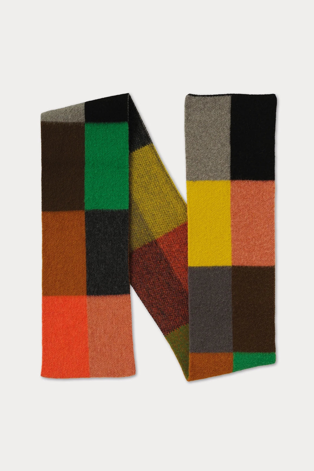Brushed Multicolour Bold Rectangles Scarf - Multicolour