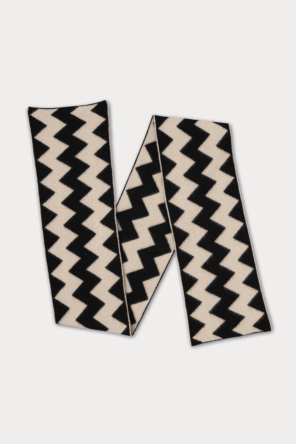 Brushed Zigzag Scarf - Black & Oatmeal