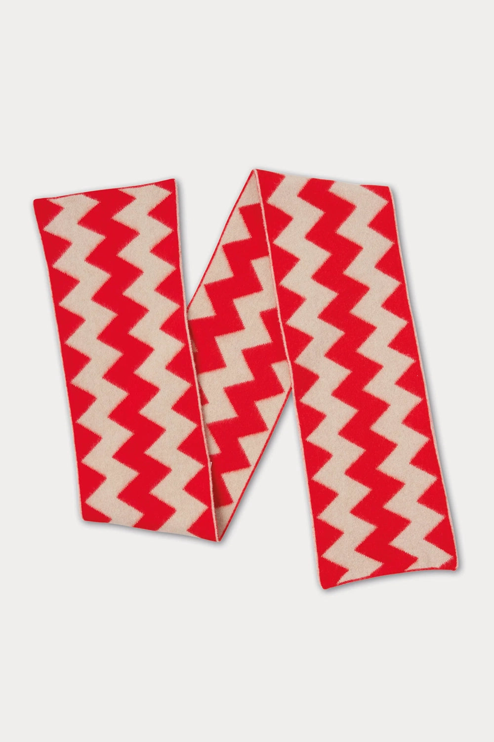 Brushed Zigzag Scarf - Poppy & Oatmeal