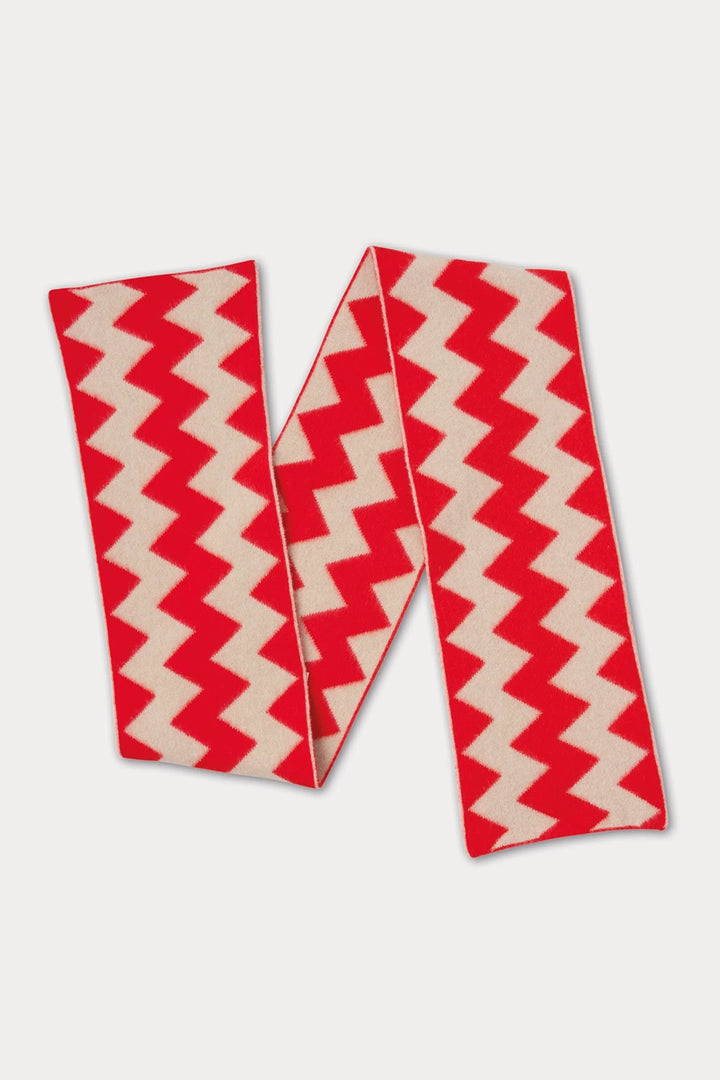 Brushed Zigzag Scarf - Poppy & Oatmeal