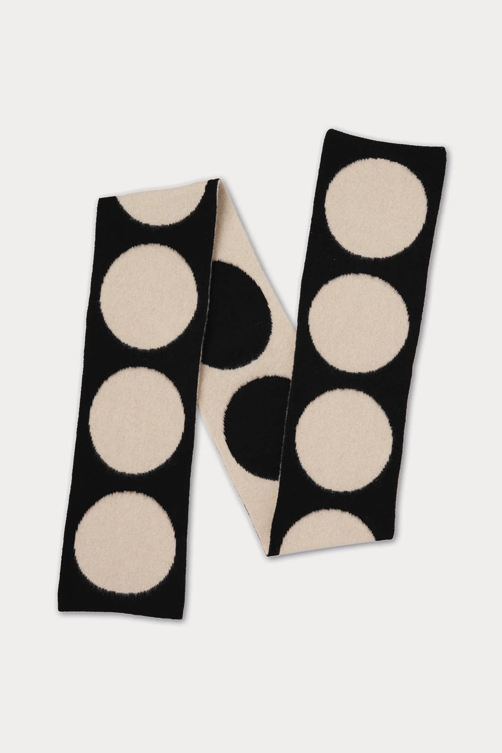 Brushed Spot Scarf - Black & Oatmeal