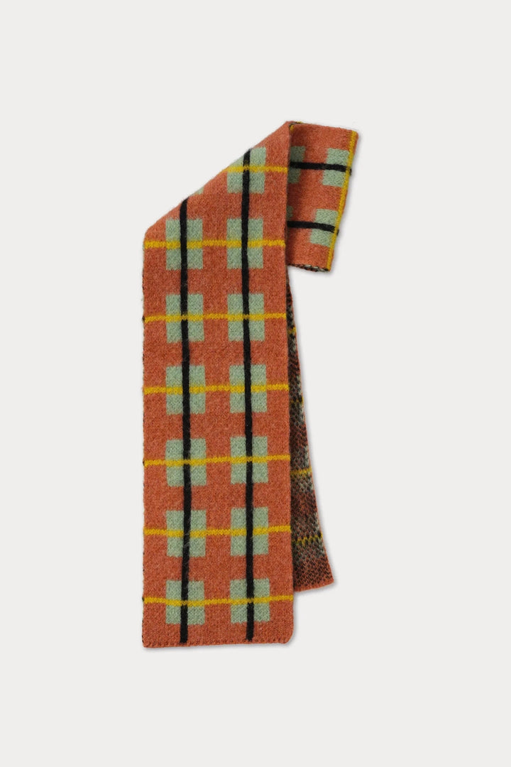 Small Brushed Tartan Scarf - Iron Oxide