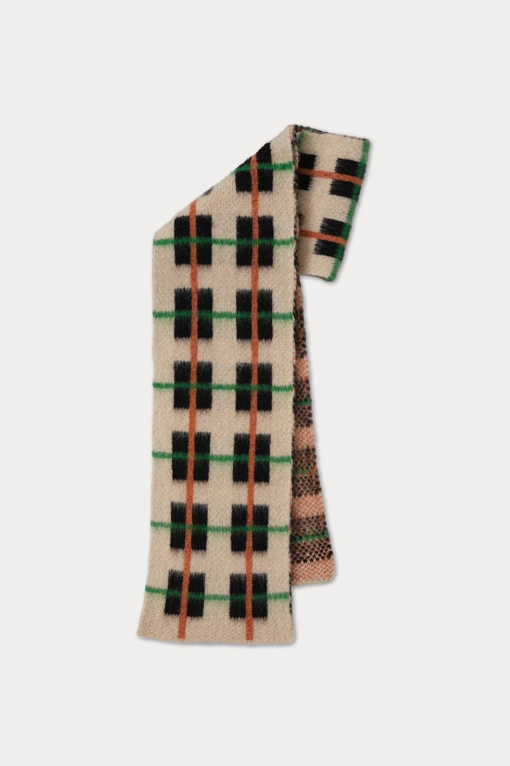 Small Brushed Tartan Scarf - Oatmeal