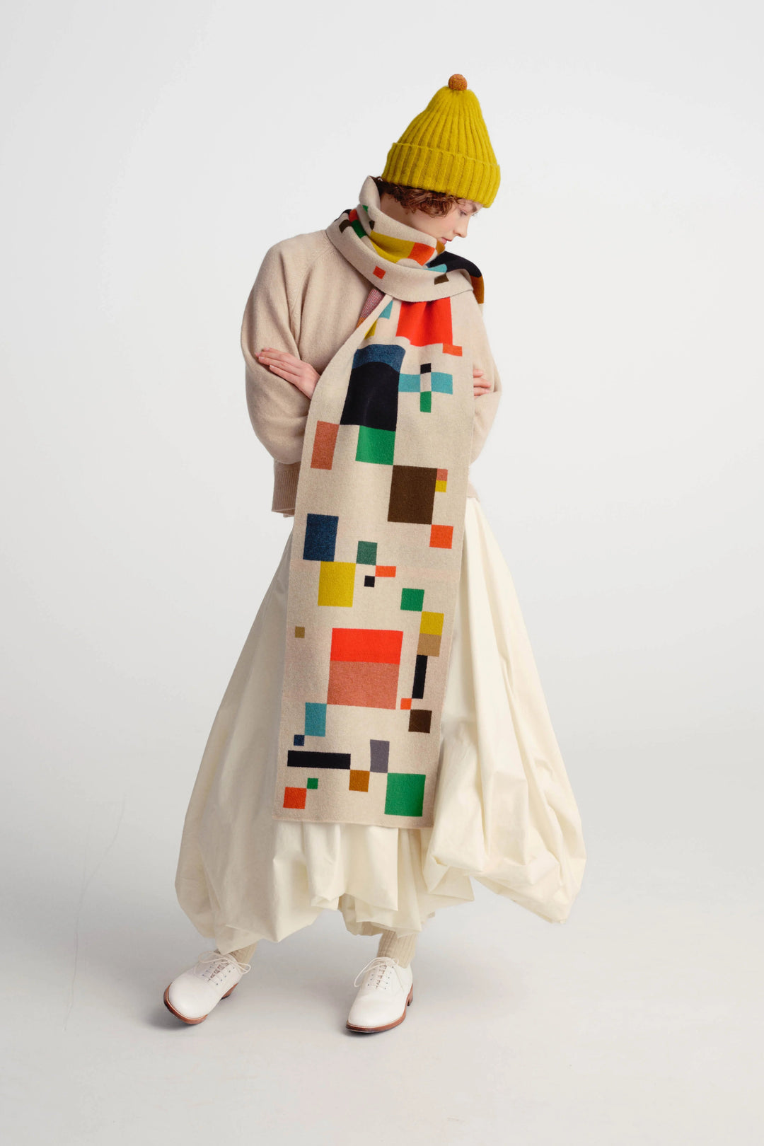 Large Squares and Rectangles Scarf - Multicolour