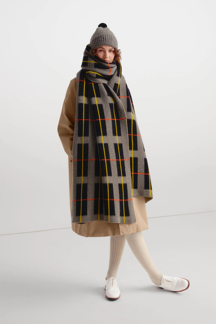 Large Tartan Brushed Blanket Scarf - Multicolour