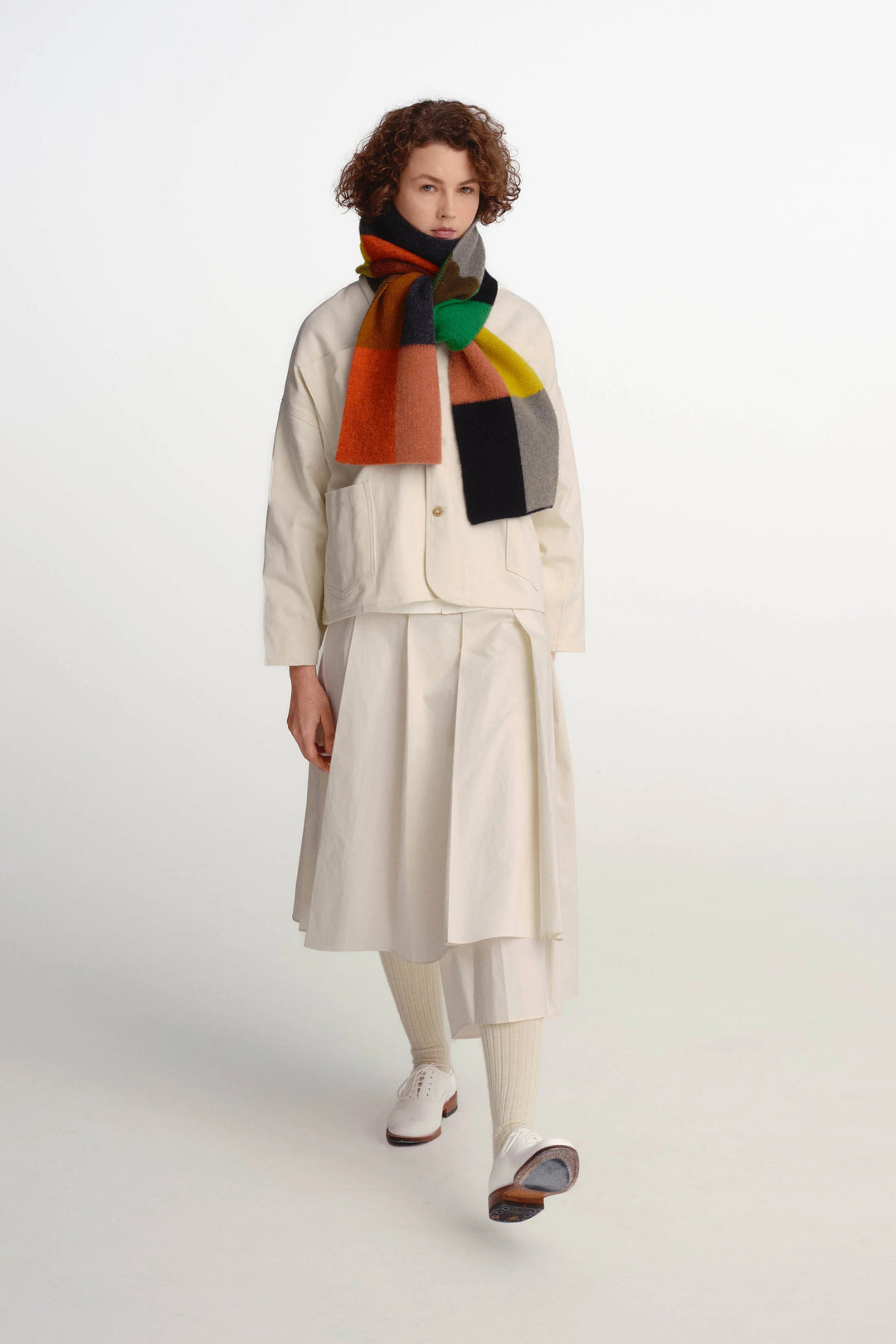Brushed Multicolour Bold Rectangles Scarf - Multicolour