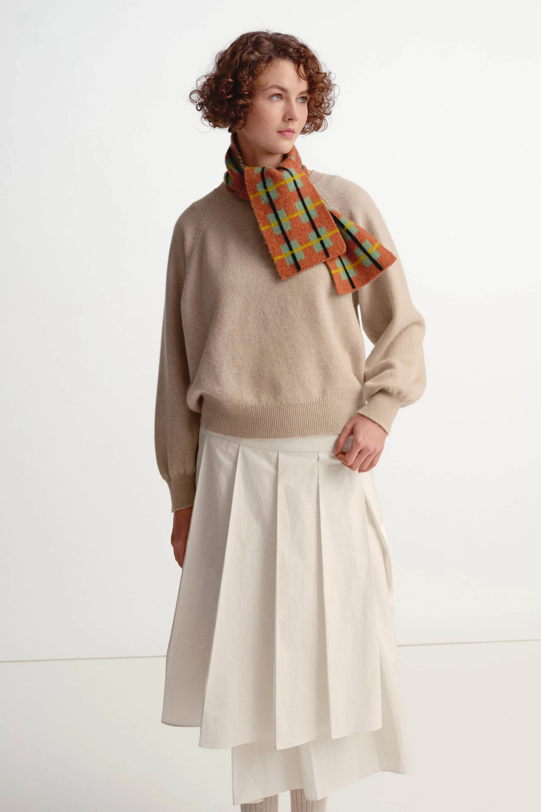 Small Brushed Tartan Scarf - Iron Oxide