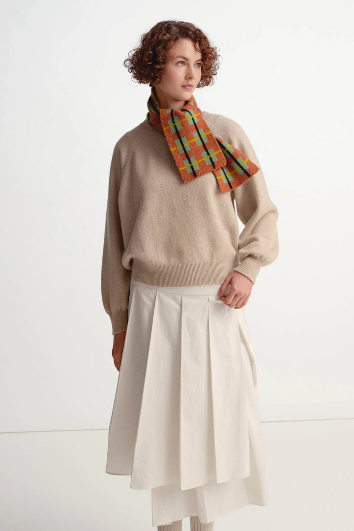 Small Brushed Tartan Scarf - Iron Oxide