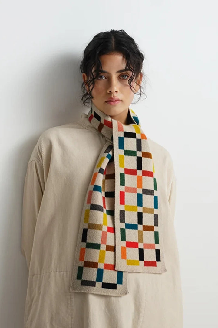 Small Multicolour Grid Scarf - Multicolour