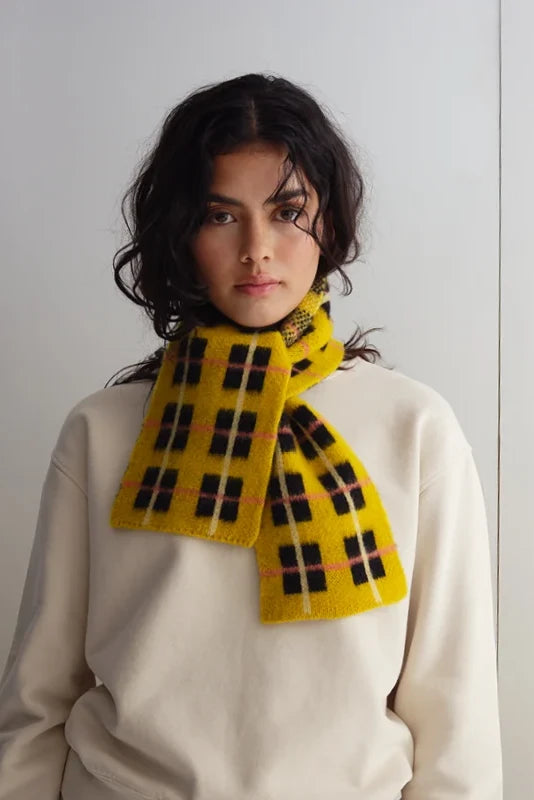 Small Brushed Tartan Scarf - Turmeric