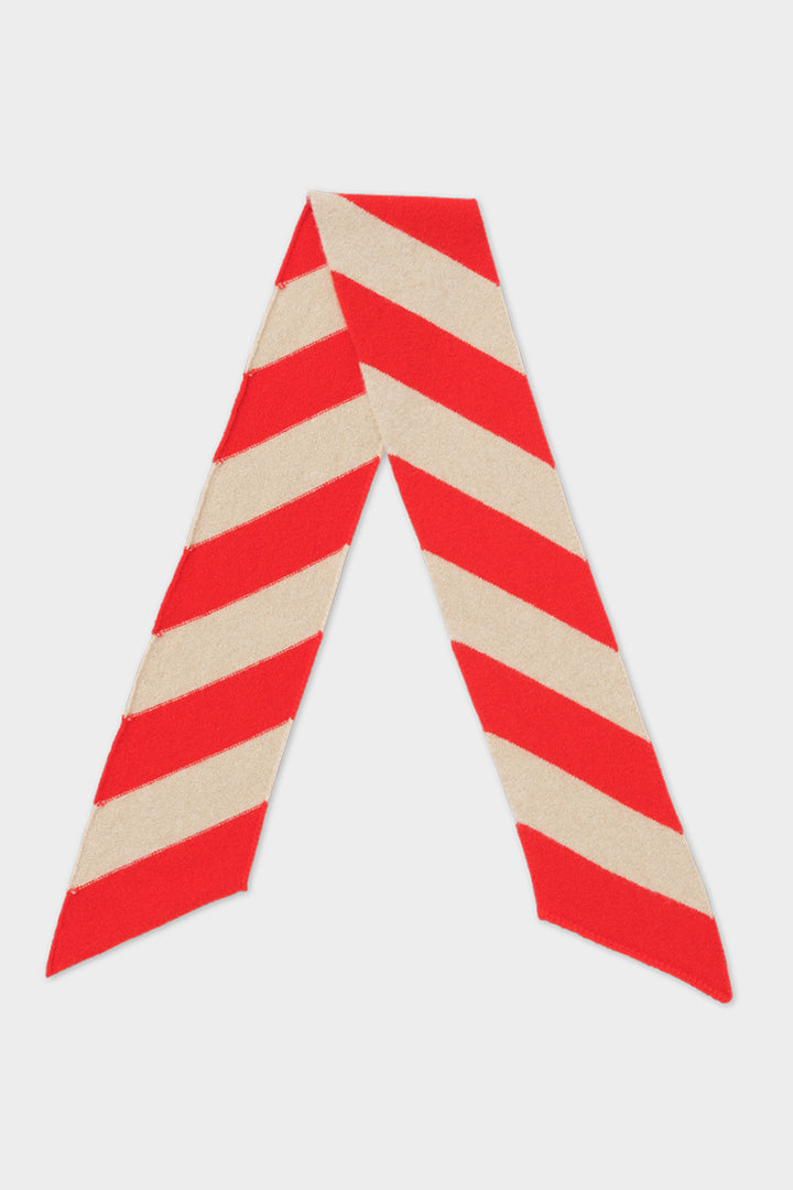 Small Diagonal Stripe Scarf - Orange Gloss & Oatmeal