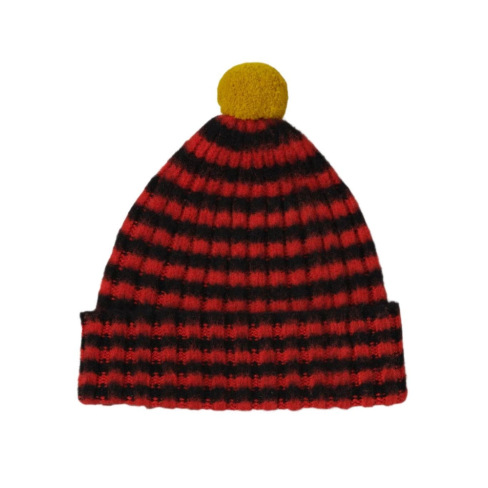 Brushed Narrow Stripe Hat - Black and Red Dulse - Frontiers Woman