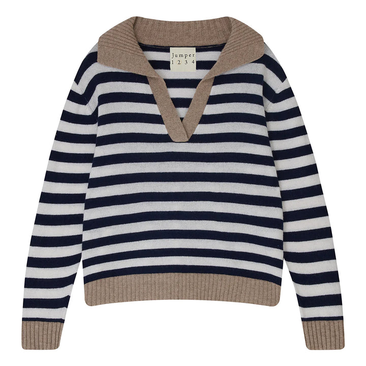 Cashmere Stripe Collar - Brown/Navy/Cream