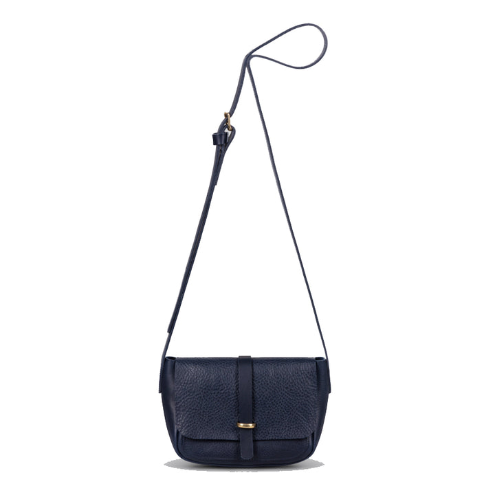 Jay Crossbody Satchel Bag - Grainy Navy Leather