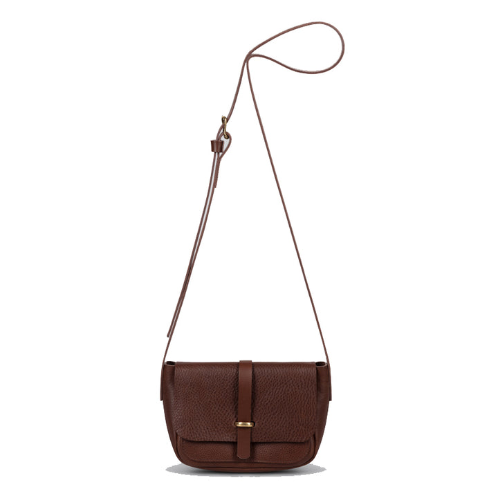 Jay Crossbody Satchel Bag - Grainy Walnut Leather