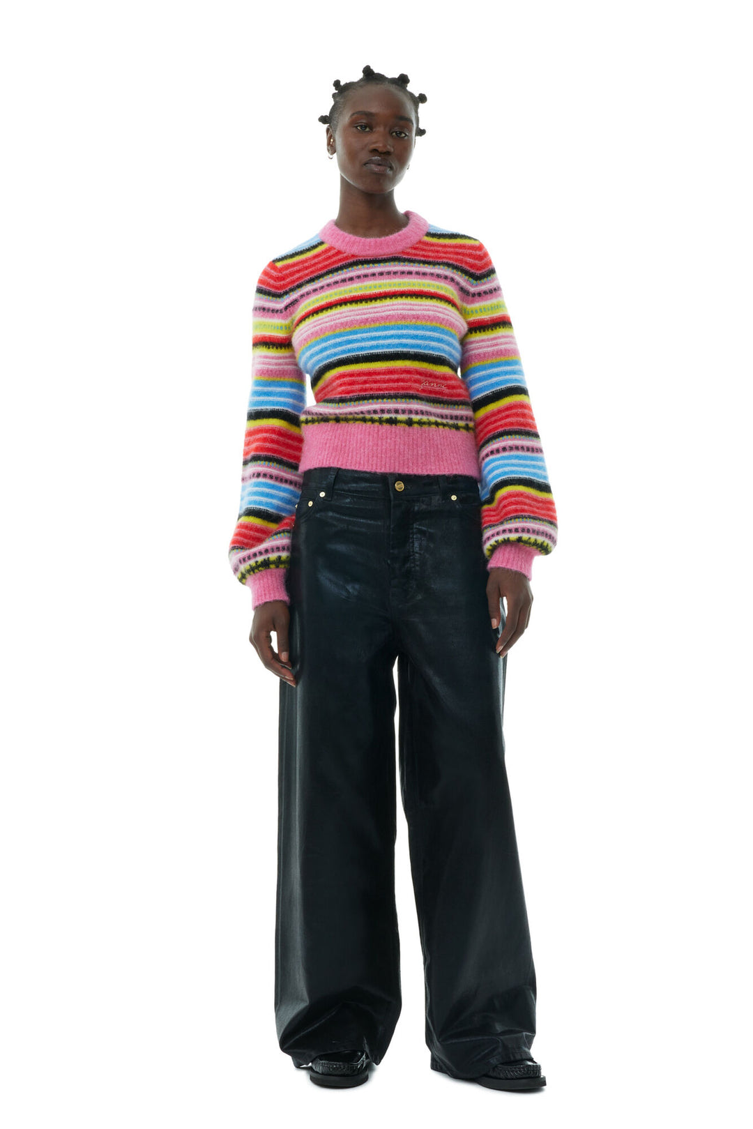 Striped Soft Wool O-Neck Sweater - Multicolour