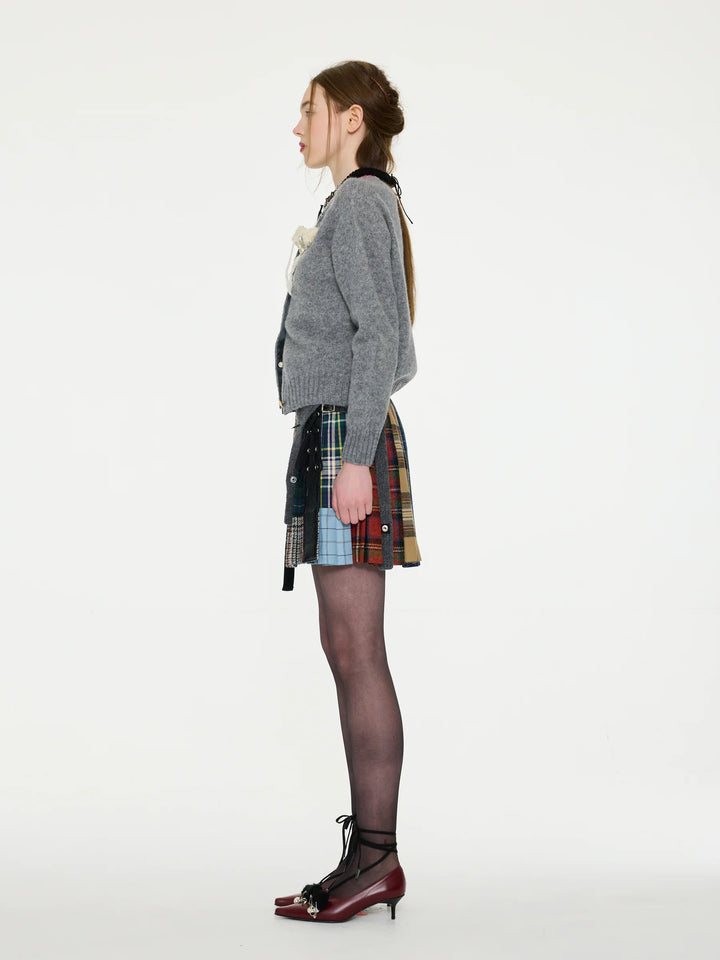 Embellished Crew Neck Cardigan - Grey
