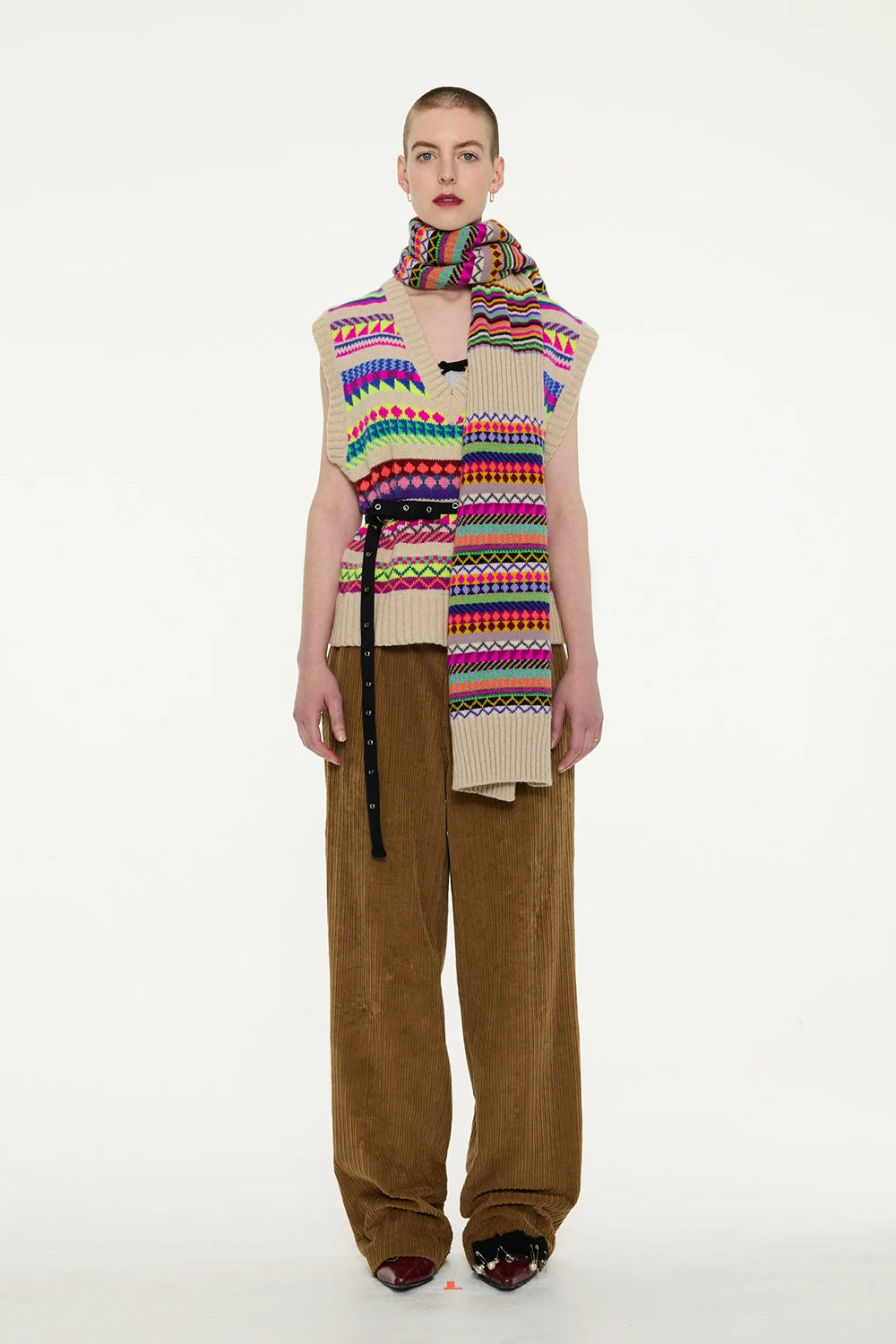 Stripes And Fairisle Scarf - Multi