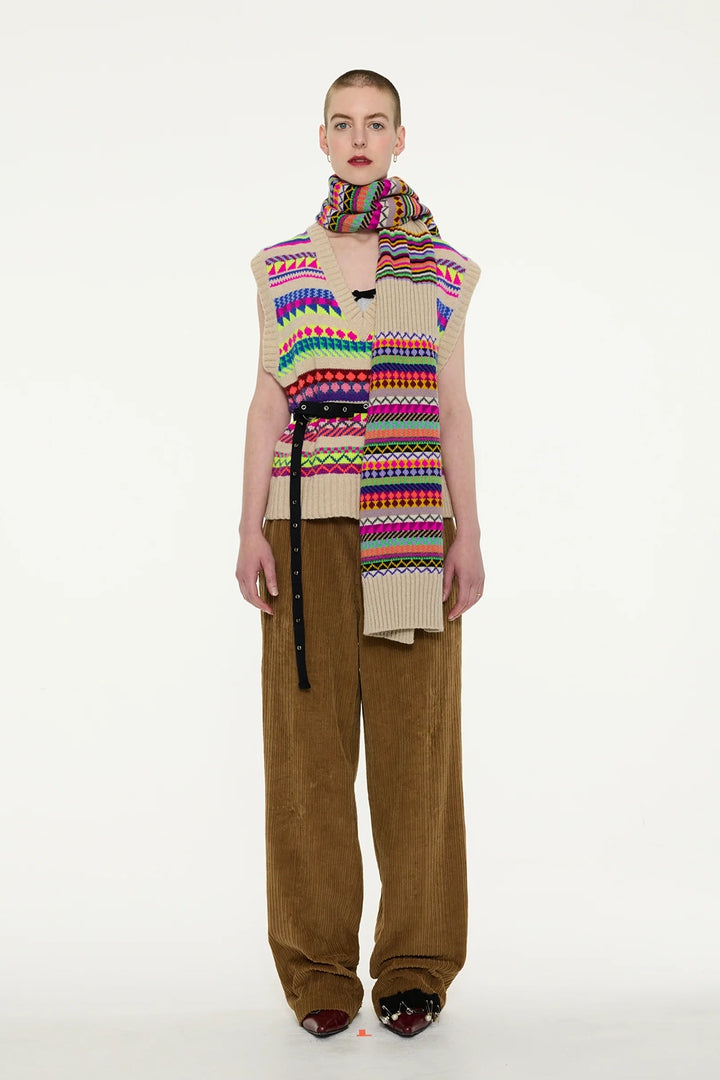 Stripes And Fairisle Scarf - Multi