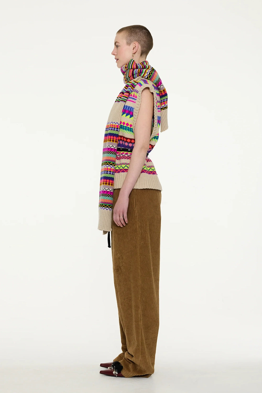 Stripes And Fairisle Scarf - Multi