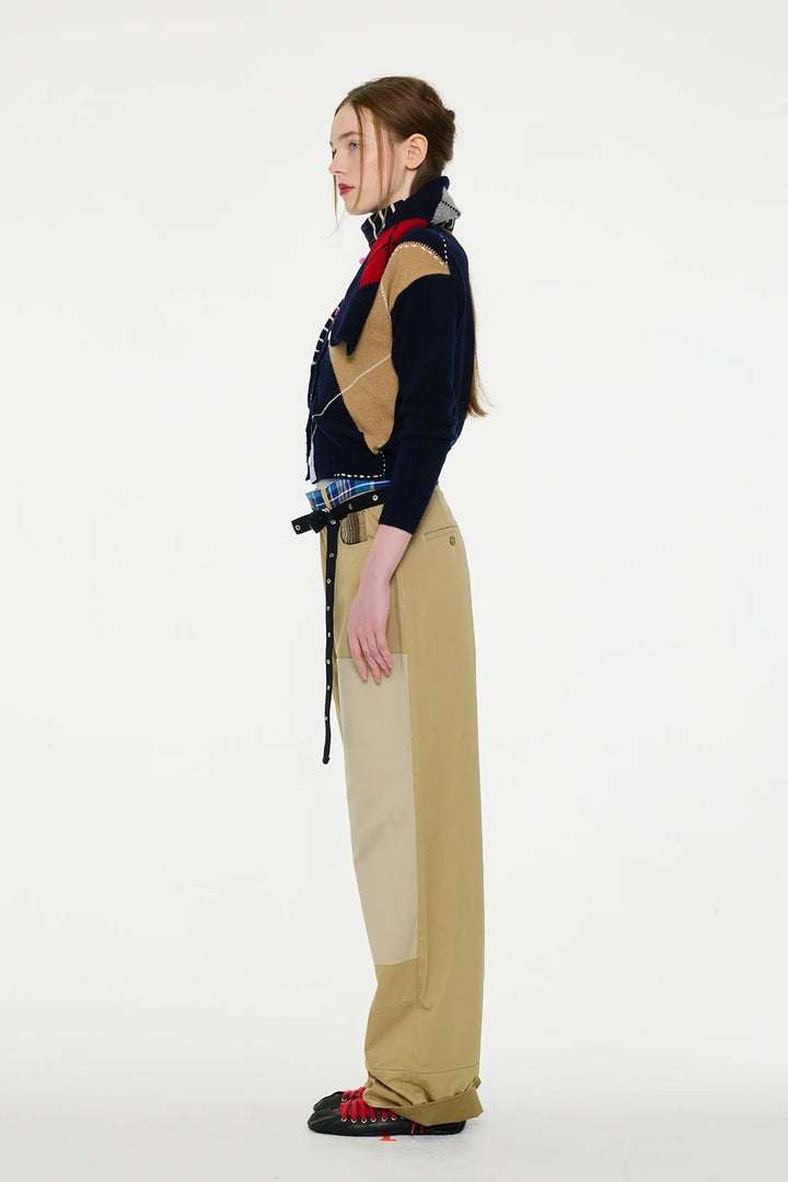 Argyle Crew Neck Cardigan - Multi